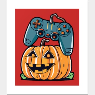 Halloween Jack O Lantern Gamer Boys Kids Men Funny Halloween Posters and Art